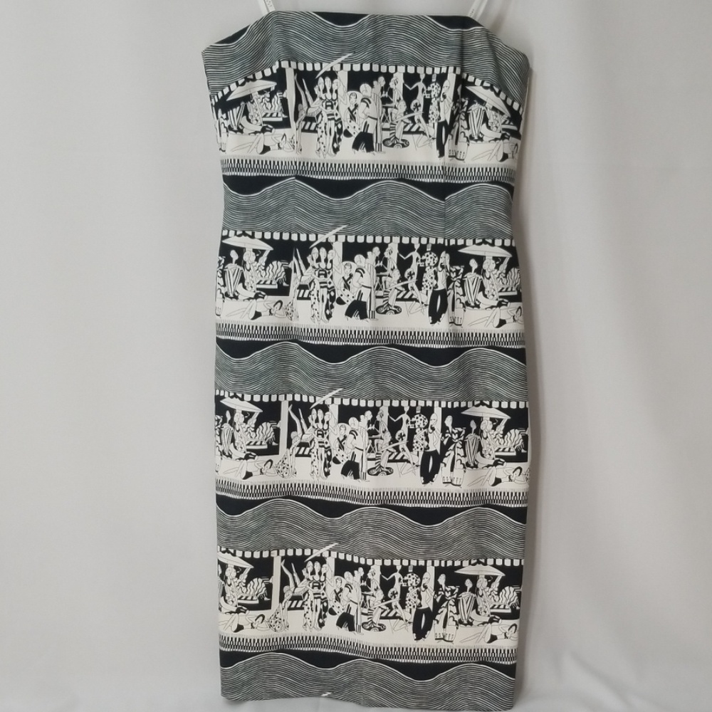 Art Deco Roaring 20's Beach Scene Dress, Size 2